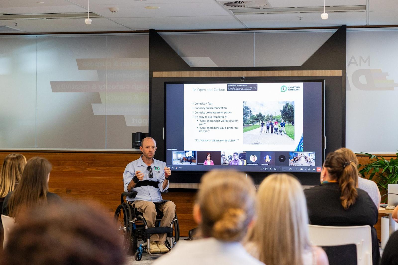 We welcomed keynote speaker, Dane Cross (Chief Operating Officer of Sporting Wheelies) to our International Day of People with Disability event. Dane shared insights on fostering disability-inclusive societies.