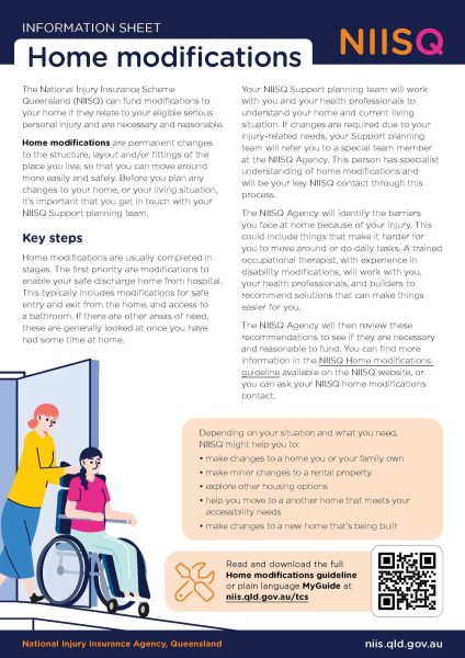 First page of home modifications information sheet.