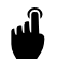 Black icon on white background of a hand clicking a button with outstretched index finger.